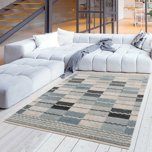 Bodrum Chess Blue Rug - Ambedo Home